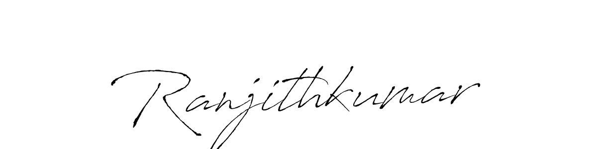 How to make Ranjithkumar name signature. Use Antro_Vectra style for creating short signs online. This is the latest handwritten sign. Ranjithkumar signature style 6 images and pictures png