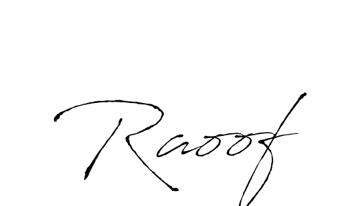 Use a signature maker to create a handwritten signature online. With this signature software, you can design (Antro_Vectra) your own signature for name Raoof. Raoof signature style 6 images and pictures png