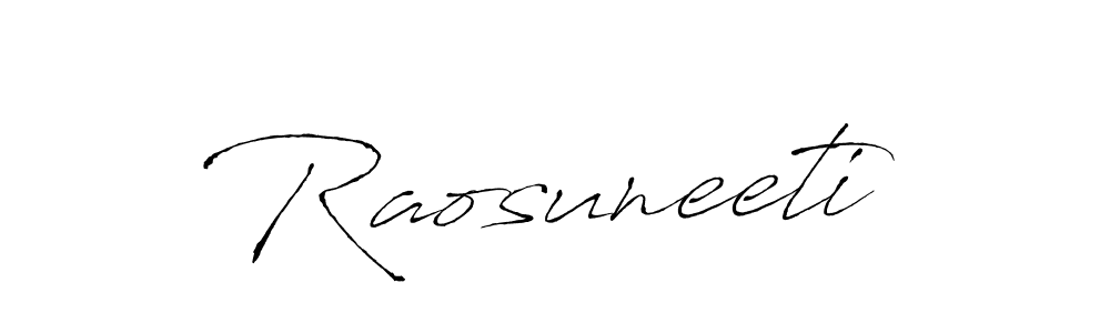 The best way (Antro_Vectra) to make a short signature is to pick only two or three words in your name. The name Raosuneeti include a total of six letters. For converting this name. Raosuneeti signature style 6 images and pictures png
