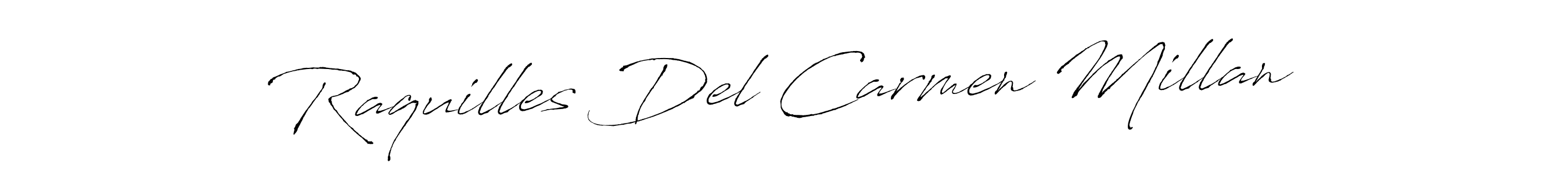 The best way (Antro_Vectra) to make a short signature is to pick only two or three words in your name. The name Raquilles Del Carmen Millan include a total of six letters. For converting this name. Raquilles Del Carmen Millan signature style 6 images and pictures png