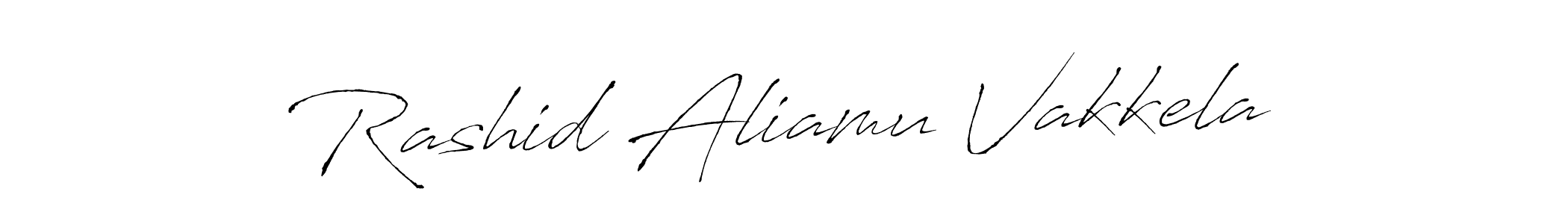 How to make Rashid Aliamu Vakkela name signature. Use Antro_Vectra style for creating short signs online. This is the latest handwritten sign. Rashid Aliamu Vakkela signature style 6 images and pictures png