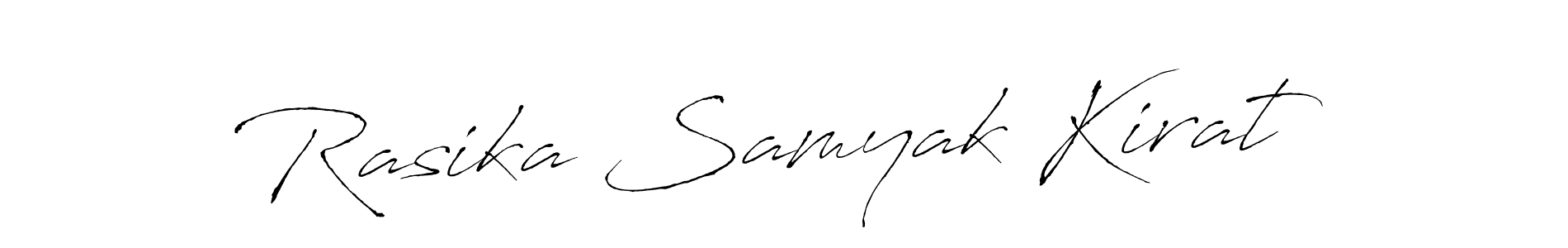 How to make Rasika Samyak Kirat name signature. Use Antro_Vectra style for creating short signs online. This is the latest handwritten sign. Rasika Samyak Kirat signature style 6 images and pictures png