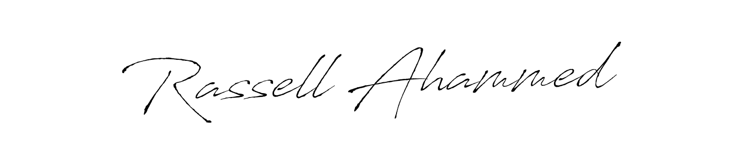 How to make Rassell Ahammed name signature. Use Antro_Vectra style for creating short signs online. This is the latest handwritten sign. Rassell Ahammed signature style 6 images and pictures png
