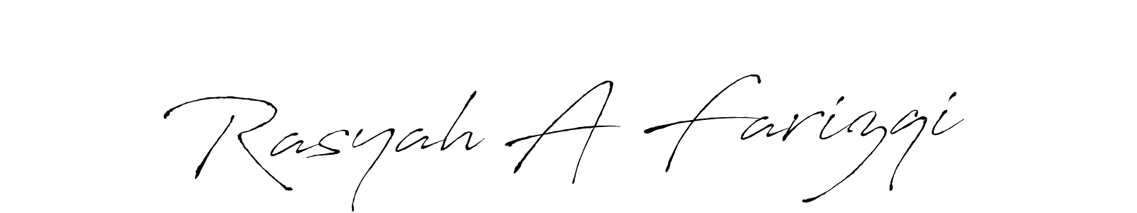 How to make Rasyah A Farizqi name signature. Use Antro_Vectra style for creating short signs online. This is the latest handwritten sign. Rasyah A Farizqi signature style 6 images and pictures png