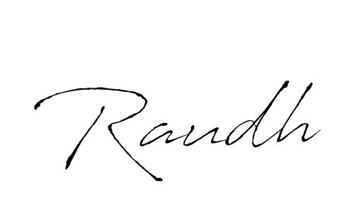 Make a beautiful signature design for name Raudh. With this signature (Antro_Vectra) style, you can create a handwritten signature for free. Raudh signature style 6 images and pictures png