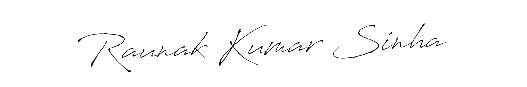 How to make Raunak Kumar Sinha name signature. Use Antro_Vectra style for creating short signs online. This is the latest handwritten sign. Raunak Kumar Sinha signature style 6 images and pictures png