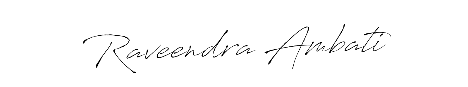 How to make Raveendra Ambati name signature. Use Antro_Vectra style for creating short signs online. This is the latest handwritten sign. Raveendra Ambati signature style 6 images and pictures png