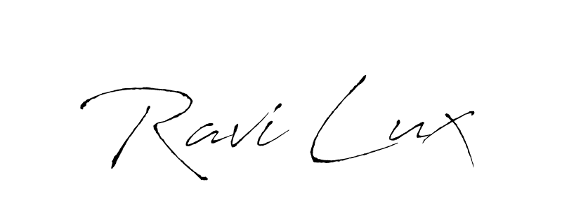 How to make Ravi Lux name signature. Use Antro_Vectra style for creating short signs online. This is the latest handwritten sign. Ravi Lux signature style 6 images and pictures png