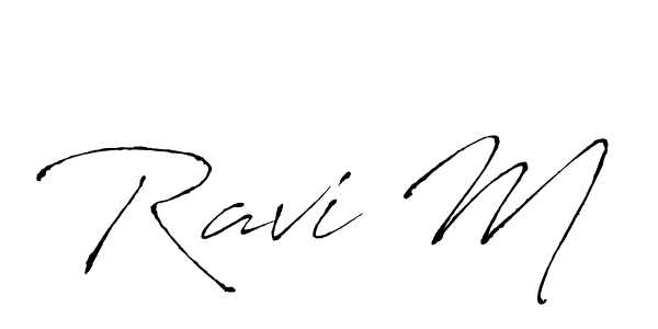 How to make Ravi M name signature. Use Antro_Vectra style for creating short signs online. This is the latest handwritten sign. Ravi M signature style 6 images and pictures png