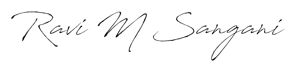 How to make Ravi M Sangani name signature. Use Antro_Vectra style for creating short signs online. This is the latest handwritten sign. Ravi M Sangani signature style 6 images and pictures png