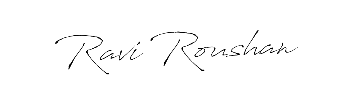 How to make Ravi Roushan name signature. Use Antro_Vectra style for creating short signs online. This is the latest handwritten sign. Ravi Roushan signature style 6 images and pictures png