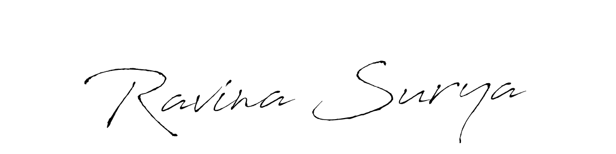 Similarly Antro_Vectra is the best handwritten signature design. Signature creator online .You can use it as an online autograph creator for name Ravina Surya. Ravina Surya signature style 6 images and pictures png