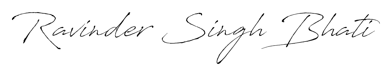 A timeless handwritten aesthetic for Ravinder Singh Bhati. The Antro_Vectra font gives your signature a handcrafted feel with natural curves. Ravinder Singh Bhati signature style 6 images and pictures png