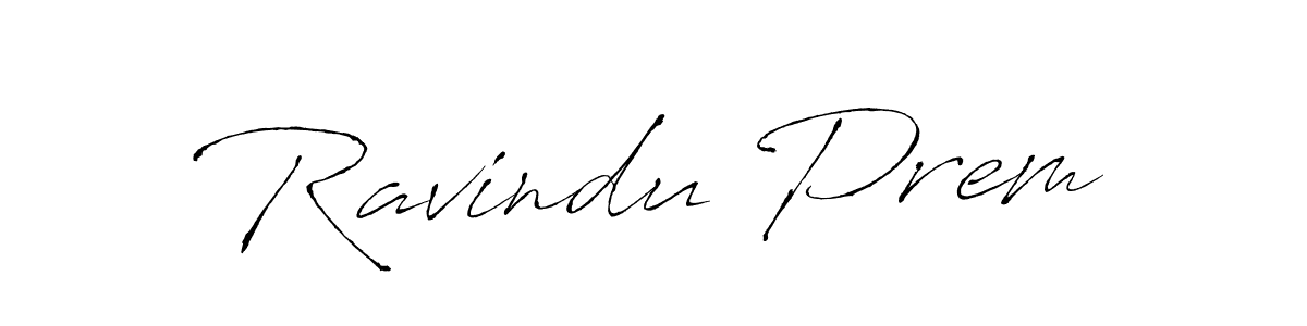 How to make Ravindu Prem name signature. Use Antro_Vectra style for creating short signs online. This is the latest handwritten sign. Ravindu Prem signature style 6 images and pictures png