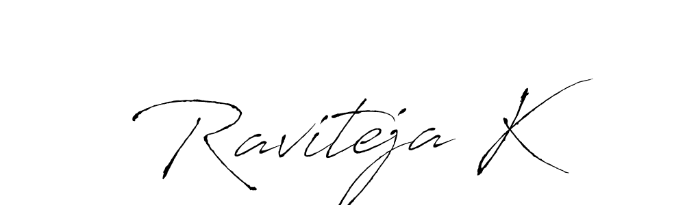 How to make Raviteja K name signature. Use Antro_Vectra style for creating short signs online. This is the latest handwritten sign. Raviteja K signature style 6 images and pictures png