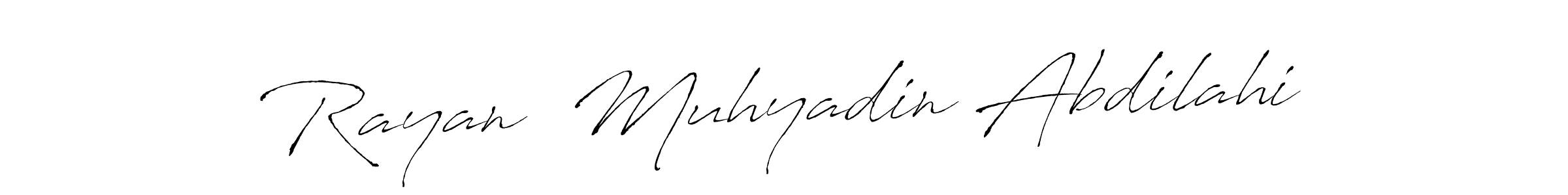 Similarly Antro_Vectra is the best handwritten signature design. Signature creator online .You can use it as an online autograph creator for name Rayan  Muhyadin Abdilahi. Rayan  Muhyadin Abdilahi signature style 6 images and pictures png