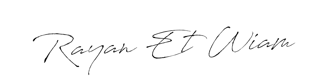 if you are searching for the best signature style for your name Rayan Et Wiam. so please give up your signature search. here we have designed multiple signature styles  using Antro_Vectra. Rayan Et Wiam signature style 6 images and pictures png