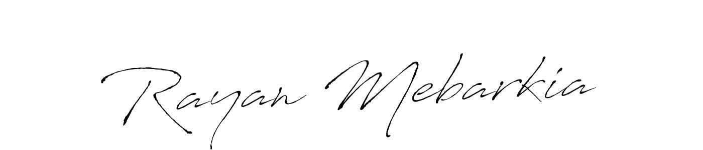 Create a beautiful signature design for name Rayan Mebarkia. With this signature (Antro_Vectra) fonts, you can make a handwritten signature for free. Rayan Mebarkia signature style 6 images and pictures png