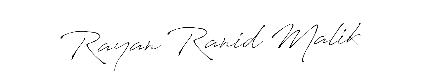 How to make Rayan Ranid Malik name signature. Use Antro_Vectra style for creating short signs online. This is the latest handwritten sign. Rayan Ranid Malik signature style 6 images and pictures png