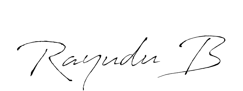 Make a beautiful signature design for name Rayudu B. With this signature (Antro_Vectra) style, you can create a handwritten signature for free. Rayudu B signature style 6 images and pictures png