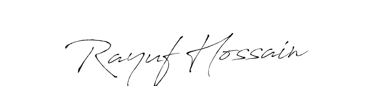 Make a beautiful signature design for name Rayuf Hossain. With this signature (Antro_Vectra) style, you can create a handwritten signature for free. Rayuf Hossain signature style 6 images and pictures png