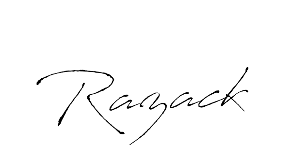 Design your own signature with our free online signature maker. With this signature software, you can create a handwritten (Antro_Vectra) signature for name Razack. Razack signature style 6 images and pictures png