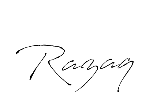 The best way (Antro_Vectra) to make a short signature is to pick only two or three words in your name. The name Razaq include a total of six letters. For converting this name. Razaq signature style 6 images and pictures png