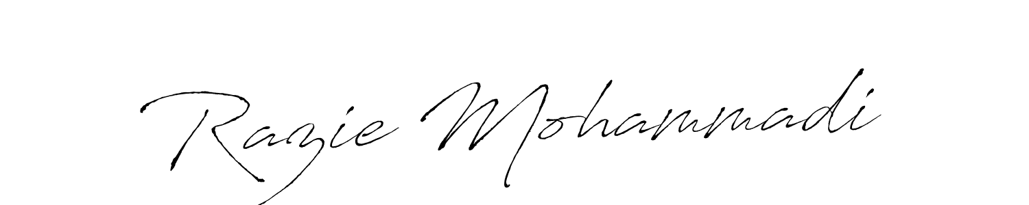 Make a beautiful signature design for name Razie Mohammadi. With this signature (Antro_Vectra) style, you can create a handwritten signature for free. Razie Mohammadi signature style 6 images and pictures png