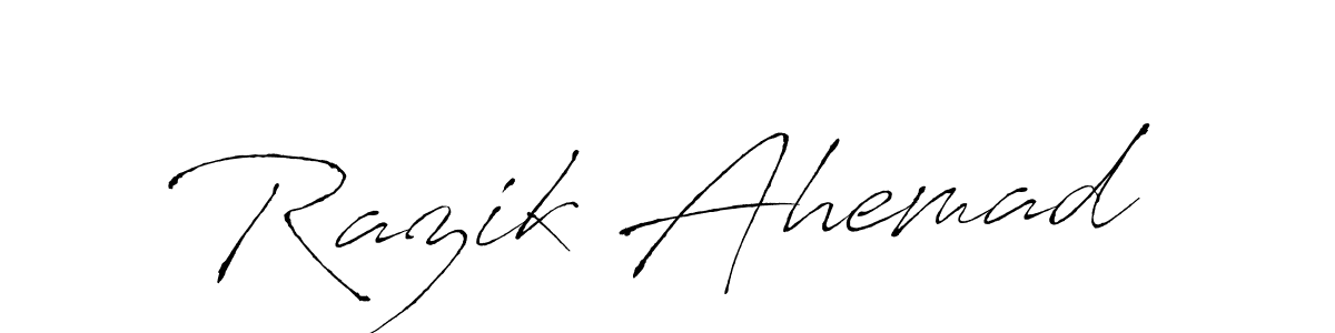Make a beautiful signature design for name Razik Ahemad. With this signature (Antro_Vectra) style, you can create a handwritten signature for free. Razik Ahemad signature style 6 images and pictures png