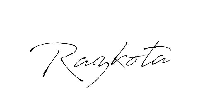 Antro_Vectra is a professional signature style that is perfect for those who want to add a touch of class to their signature. It is also a great choice for those who want to make their signature more unique. Get Razkota name to fancy signature for free. Razkota signature style 6 images and pictures png