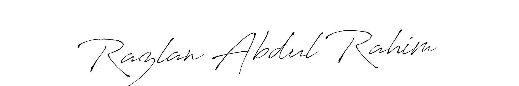 Design your own signature with our free online signature maker. With this signature software, you can create a handwritten (Antro_Vectra) signature for name Razlan Abdul Rahim. Razlan Abdul Rahim signature style 6 images and pictures png