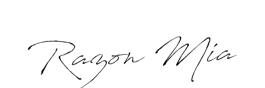 Use a signature maker to create a handwritten signature online. With this signature software, you can design (Antro_Vectra) your own signature for name Razon Mia. Razon Mia signature style 6 images and pictures png