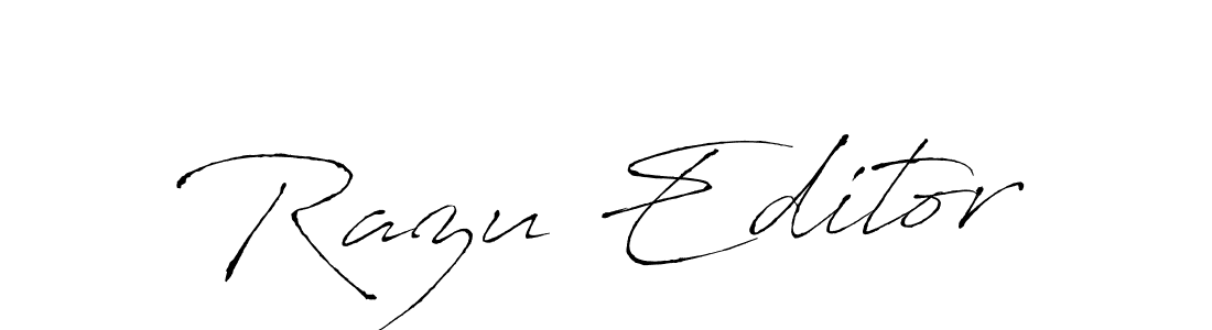 Make a beautiful signature design for name Razu Editor. With this signature (Antro_Vectra) style, you can create a handwritten signature for free. Razu Editor signature style 6 images and pictures png