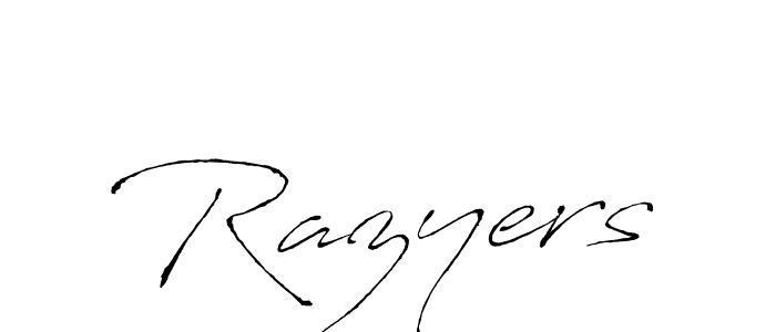 Create a beautiful signature design for name Razyers. With this signature (Antro_Vectra) fonts, you can make a handwritten signature for free. Razyers signature style 6 images and pictures png