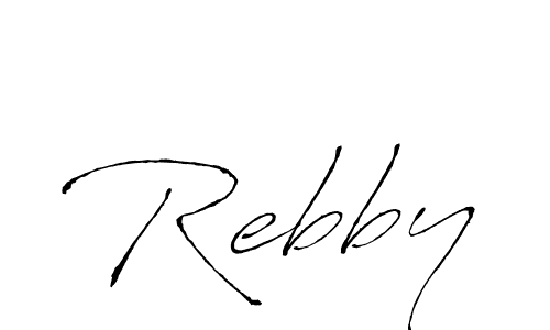 Use a signature maker to create a handwritten signature online. With this signature software, you can design (Antro_Vectra) your own signature for name Rebby. Rebby signature style 6 images and pictures png