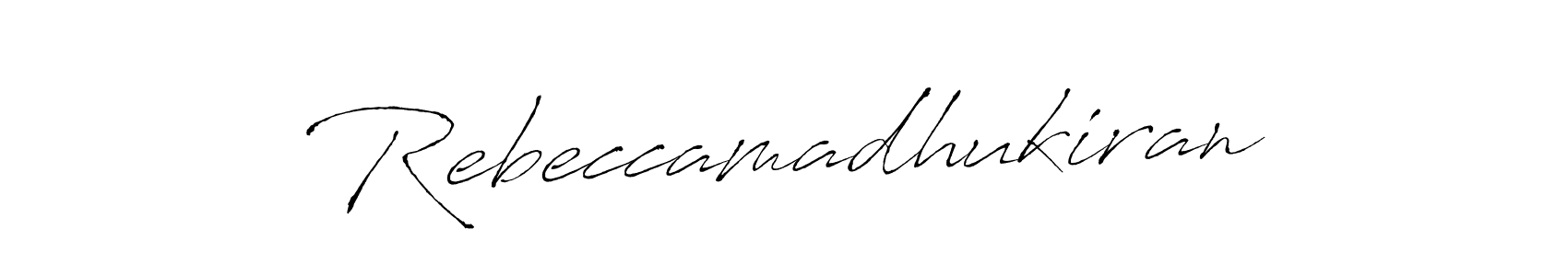 The best way (Antro_Vectra) to make a short signature is to pick only two or three words in your name. The name Rebeccamadhukiran include a total of six letters. For converting this name. Rebeccamadhukiran signature style 6 images and pictures png
