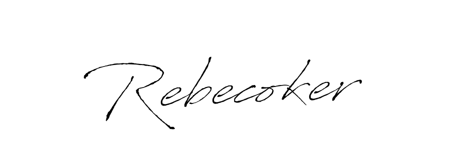 Make a beautiful signature design for name Rebecoker. With this signature (Antro_Vectra) style, you can create a handwritten signature for free. Rebecoker signature style 6 images and pictures png