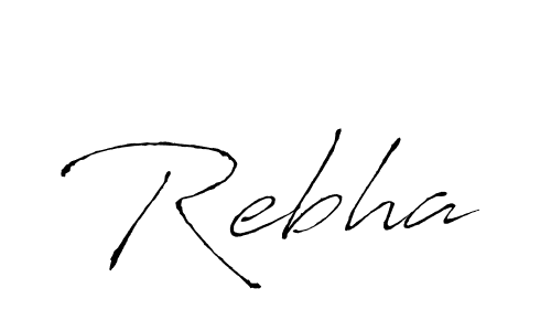 Use a signature maker to create a handwritten signature online. With this signature software, you can design (Antro_Vectra) your own signature for name Rebha. Rebha signature style 6 images and pictures png