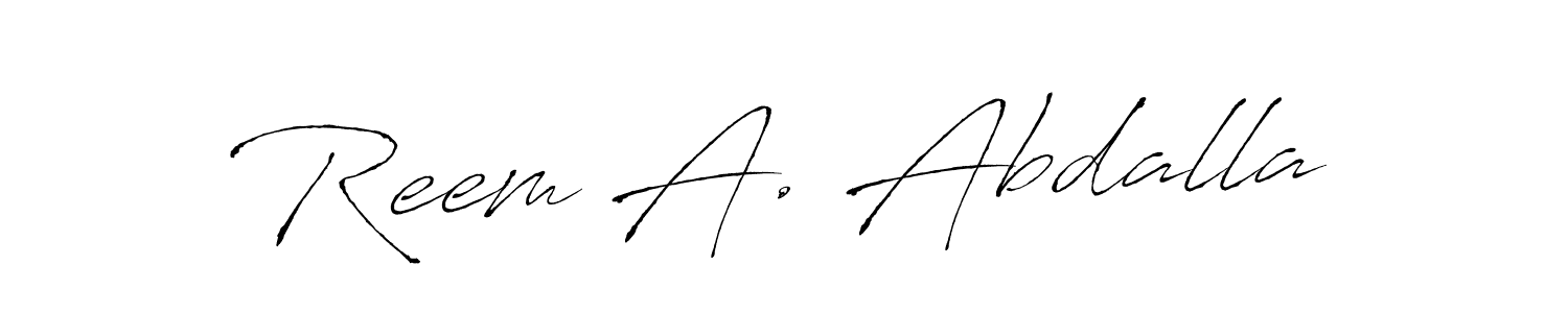 How to make Reem A. Abdalla name signature. Use Antro_Vectra style for creating short signs online. This is the latest handwritten sign. Reem A. Abdalla signature style 6 images and pictures png