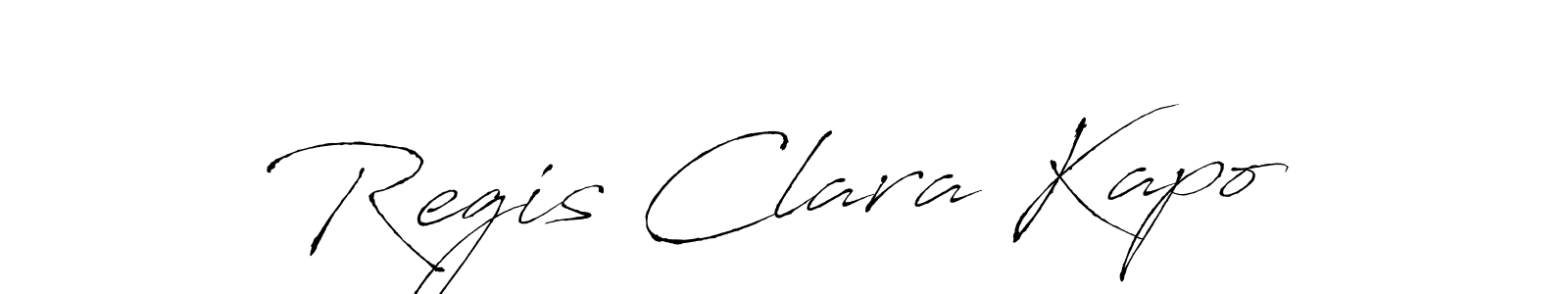 The best way (Antro_Vectra) to make a short signature is to pick only two or three words in your name. The name Regis Clara Kapo include a total of six letters. For converting this name. Regis Clara Kapo signature style 6 images and pictures png