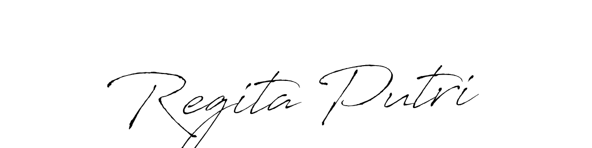 The best way (Antro_Vectra) to make a short signature is to pick only two or three words in your name. The name Regita Putri include a total of six letters. For converting this name. Regita Putri signature style 6 images and pictures png