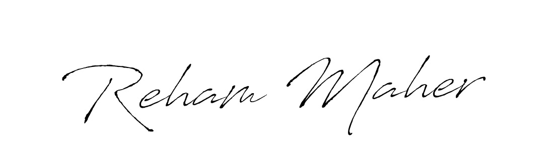 The best way (Antro_Vectra) to make a short signature is to pick only two or three words in your name. The name Reham Maher include a total of six letters. For converting this name. Reham Maher signature style 6 images and pictures png