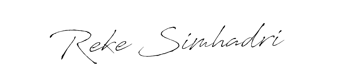 Create a beautiful signature design for name Reke Simhadri. With this signature (Antro_Vectra) fonts, you can make a handwritten signature for free. Reke Simhadri signature style 6 images and pictures png