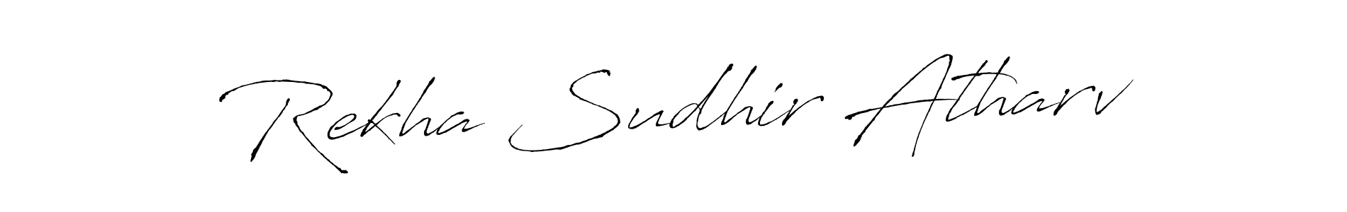 The best way (Antro_Vectra) to make a short signature is to pick only two or three words in your name. The name Rekha Sudhir Atharv include a total of six letters. For converting this name. Rekha Sudhir Atharv signature style 6 images and pictures png