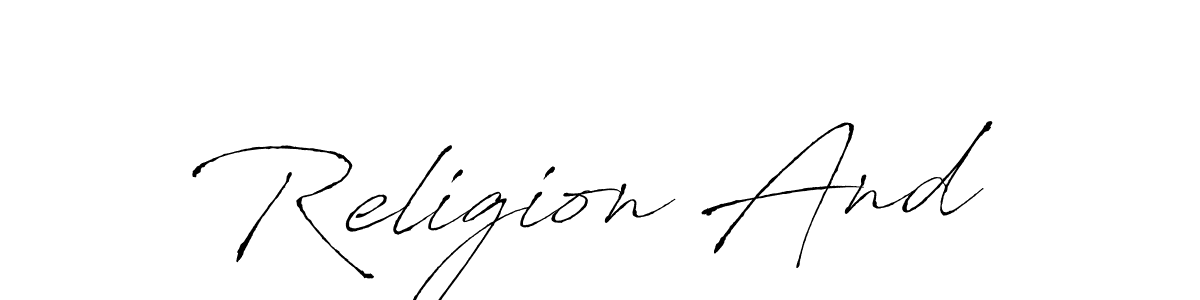The best way (Antro_Vectra) to make a short signature is to pick only two or three words in your name. The name Religion And include a total of six letters. For converting this name. Religion And signature style 6 images and pictures png
