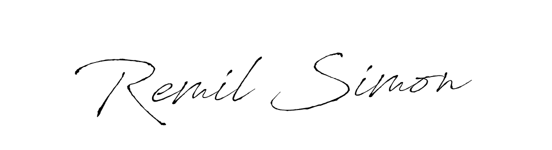 Design your own signature with our free online signature maker. With this signature software, you can create a handwritten (Antro_Vectra) signature for name Remil Simon. Remil Simon signature style 6 images and pictures png