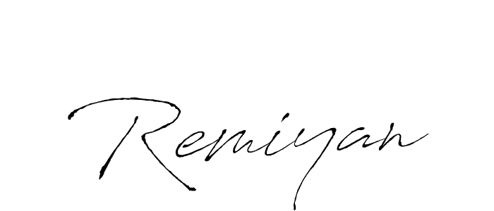 Use a signature maker to create a handwritten signature online. With this signature software, you can design (Antro_Vectra) your own signature for name Remiyan. Remiyan signature style 6 images and pictures png