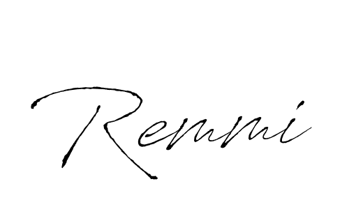 Make a beautiful signature design for name Remmi. With this signature (Antro_Vectra) style, you can create a handwritten signature for free. Remmi signature style 6 images and pictures png