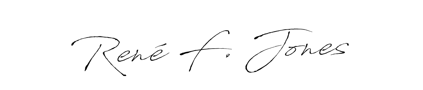 How to make René F. Jones name signature. Use Antro_Vectra style for creating short signs online. This is the latest handwritten sign. René F. Jones signature style 6 images and pictures png