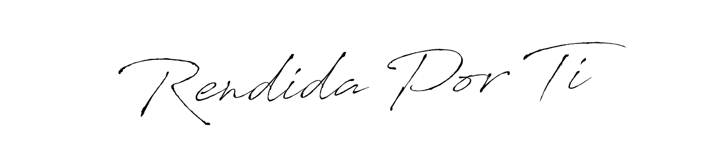 The best way (Antro_Vectra) to make a short signature is to pick only two or three words in your name. The name Rendida Por Ti include a total of six letters. For converting this name. Rendida Por Ti signature style 6 images and pictures png